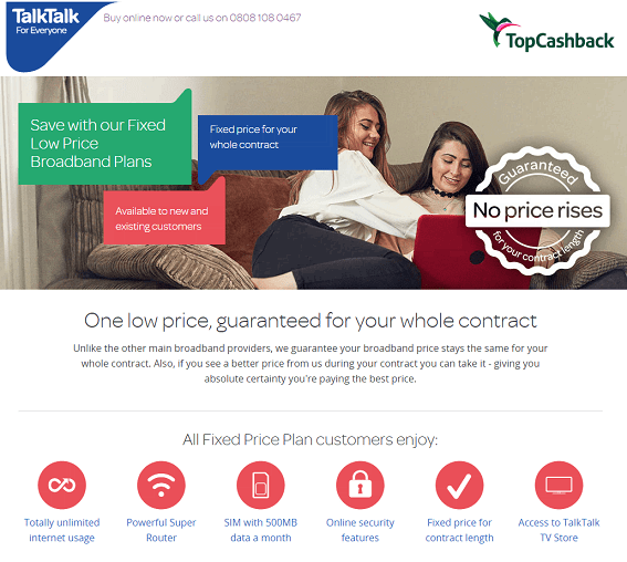 TalkTalk Broadband & Digital TV Discount Codes, Sales & Cashback Offers